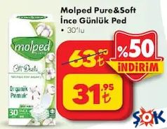 MOLPED PURE & SOFT İNCE GÜNLÜK PED 30'LU MOLPED PURE & SOFT İNCE GÜNLÜK PED 30'LU